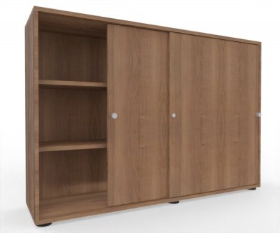Schiebetürenschrank Master 160 cm breit 3 Ordnerhöhen Dekor Nussbaum