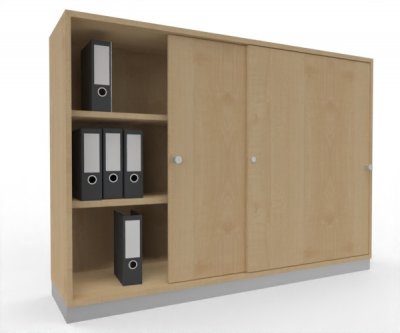 Schiebetürenschrank Master 160 cm breit 3 Ordnerhöhen Dekor Ahron mit Metallsockel