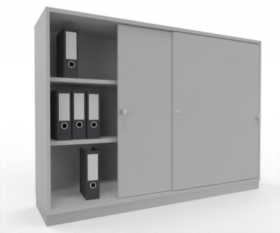Schiebetürenschrank Master 160 cm breit 3 Ordnerhöhen Dekor Lichtgrau