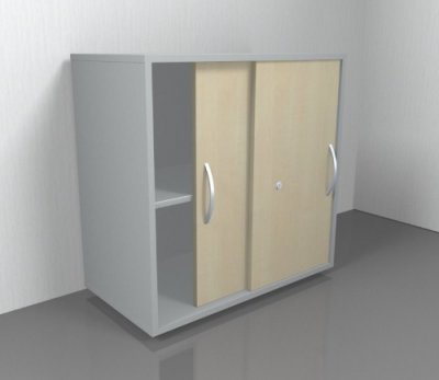 Anstell-Schiebetürenschrank Mega 2 OH 80 cm breit Lichtgrau/Weiss