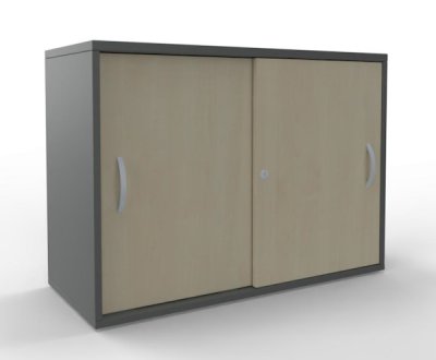 Schiebetüren-Anstellschrank TEN 100 cm onyxgrau/Ahorn