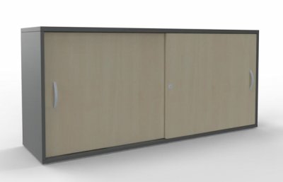 Schiebetüren-Anstellschrank TEN 160 cm onyxgrau/Ahorn