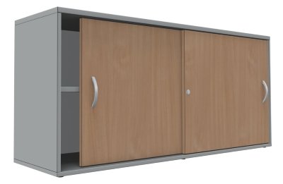 Schiebetüren-Anstellschrank TEN 160 cm Lichtgrau/Buche