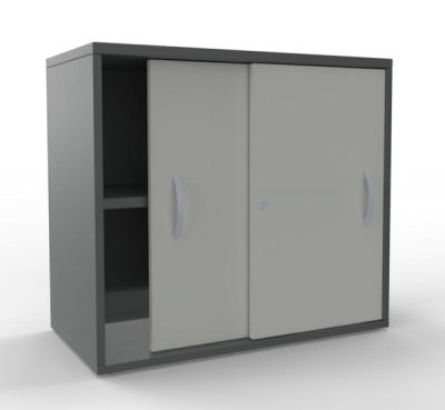 chiebetüren-Anstellschrank TEN 80 cm Onyxgrau-Weiss