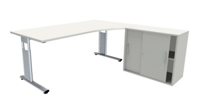 PC-Schreibtisch rechts Anstellschrank weiss