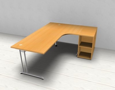 Schreibtisch mit Anstellcointainer offen Dekor Buche