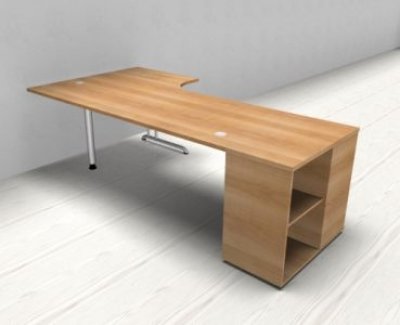 Schreibtisch mit Anstellcontainer Nussbaum