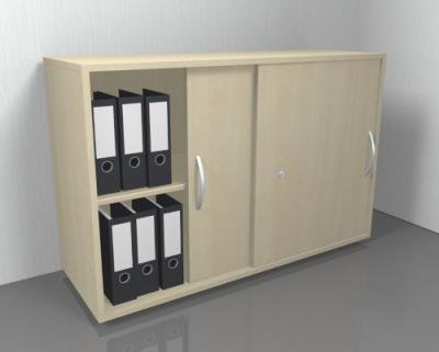 Anstell-Schiebetürenschrank Mega 120 cm breit 2 OH Weiss/Buche