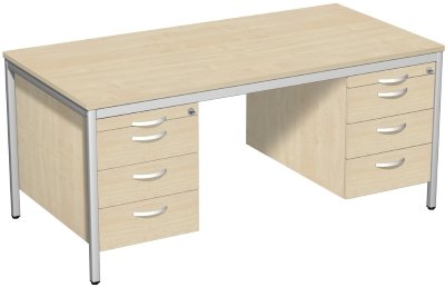 Schreibtisch 160cm mit 2 Hängecontainern Ahorn