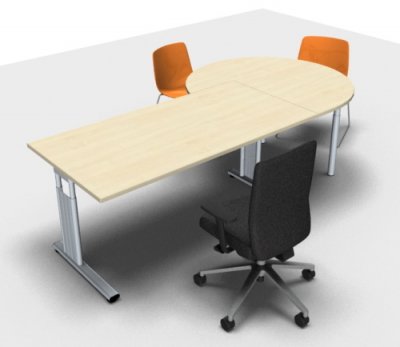 Schreibtisch 160 cm mit Berateransatz rechts