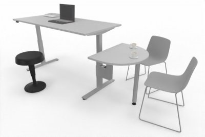 Schreibtisch elektrisch höhenverstellbar mit Anbautisch