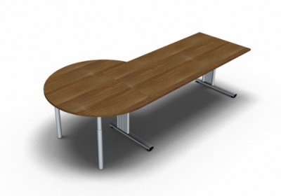 Schreibtisch 180 cm mit Berateransatz links Nussbaum