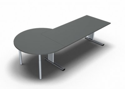 Schreibtisch 180 cm mit Berateransatz links Onyx-Grau