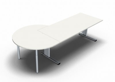Schreibtisch 180 cm mit Berateransatz links Weiss