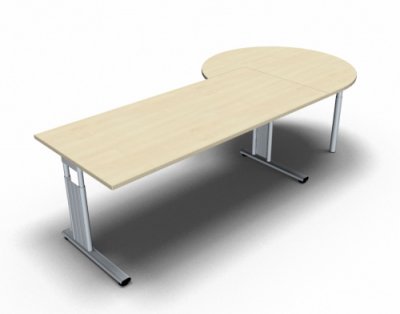 Schreibtisch 180 cm mit Berateransatz rechts Ahorn