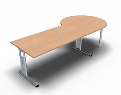 Schreibtisch 180 cm mit Berateransatz rechts Buche