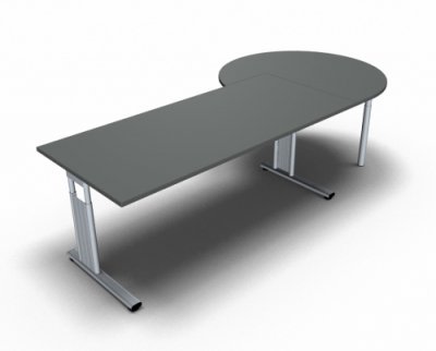 Schreibtisch 180 cm mit Berateransatz rechts Onyx-Grau