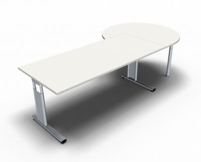 Schreibtisch 180 cm mit Berateransatz rechts Weiss
