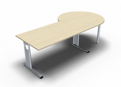 Schreibtisch 160 cm mit Berateransatz rechts Ahorn