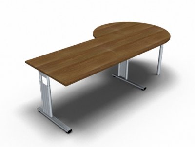 Schreibtisch 160 cm mit Berateransatz rechts Nussbaum