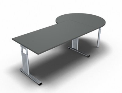 Schreibtisch 160 cm mit Berateransatz rechts Onyx-Grau