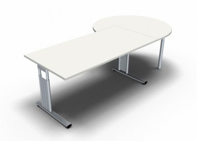 Schreibtisch 160 cm mit Berateransatz rechts Weiss