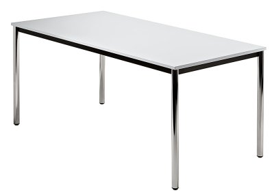 Meetingtisch Dortmund 160x80cm Weiss Füße verchromt