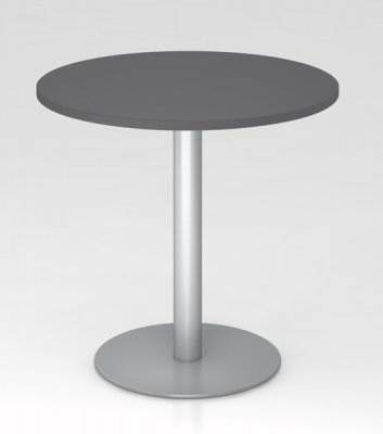 Besprechungstisch rund 80 cm Säule silber Tischplatte Grafit