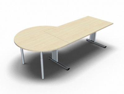 Schreibtisch 160 cm mit Berateransatz links Ahorn