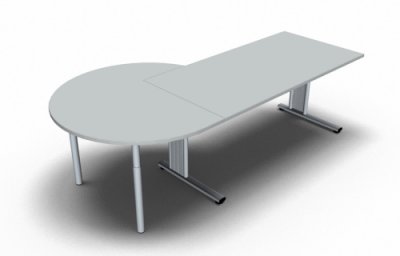 Schreibtisch 160 cm mit Berateransatz links Lichtgrau