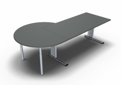Schreibtisch 160 cm mit Berateransatz links Onyx-Grau