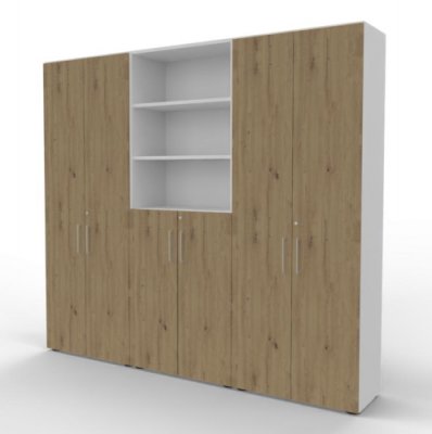 Büro Schrankwand VH98 Weiss-Asteiche