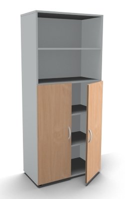 Kombischrank Mega 5 OH Türen 3 OH Lichtgrau Buche