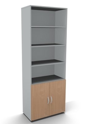 Kombischrank Mega 6 OH 80 cm Türen 2 OH Lichtgrau Buche