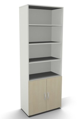 Kombischrank Mega 6 OH 80 cm Türen 2 OH Weiss Ahorn