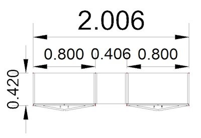 Büro Schrankwand MS14 3teilig Breite 200,6 cm Zeichnung Stellfläche