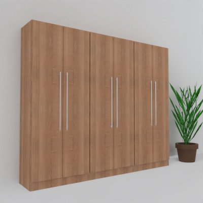 Büro Schrankwand MS4 Breite 240 cm Höhe 200,4 cm Dekor Nussbaum