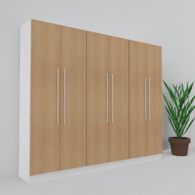 Büro Schrankwand MS4 Breite 240 cm Höhe 200,4 cm Dekor Weiß-Eiche