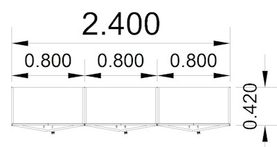 Büro Schrankwand MS9 Breite 240 cm Höhe 200,4 cm zwei Schränke mit Holztüren ein Schrank mit Glastüren Dekor Zeichnung Stellfläche