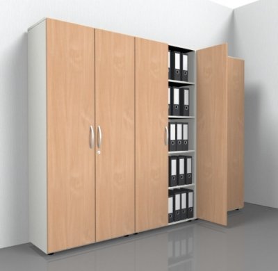 Schrankreihe 3385 Weiss/Buche 240 cm breit