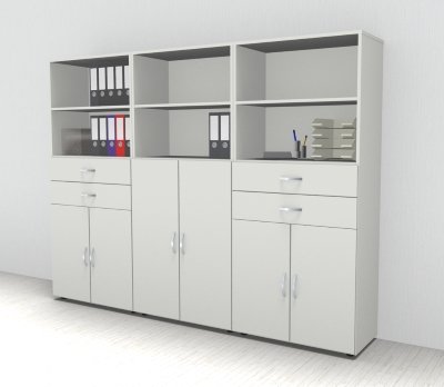 Büro Schrankwand 3529 Mega 240 cm breit  Weiss