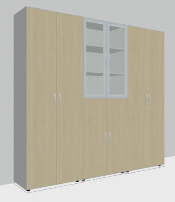 Büro-Schrankwand 8698 Lichtgrau-Ahorn