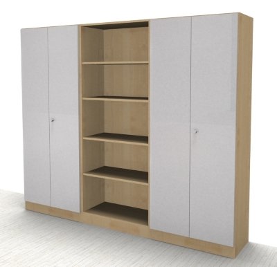 Büro Schrankwand Klassik 4 Ahorn/Silber