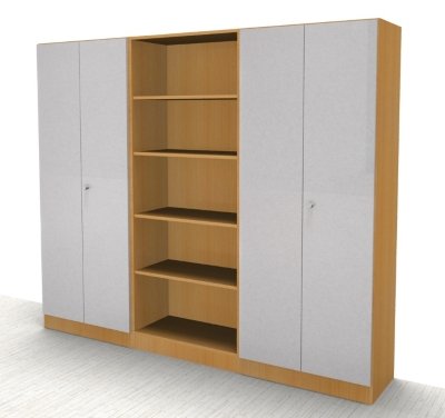 Büro Schrankwand Klassik 4 Buche/Silber