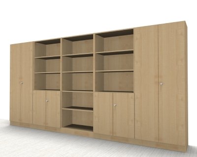 Büro Schrankwand Klassik Kombination 7 Ahorn