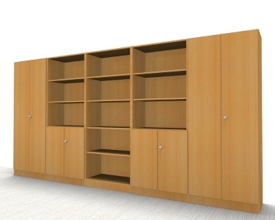 Büro Schrankwand Klassik Kombination 7 Buche