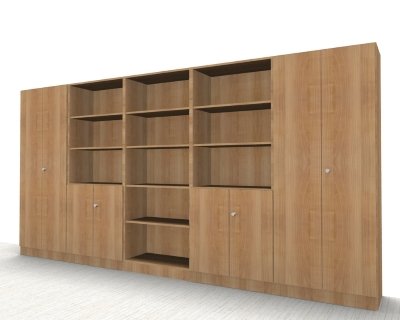 Büro Schrankwand Klassik Kombination 7 Nussbaum