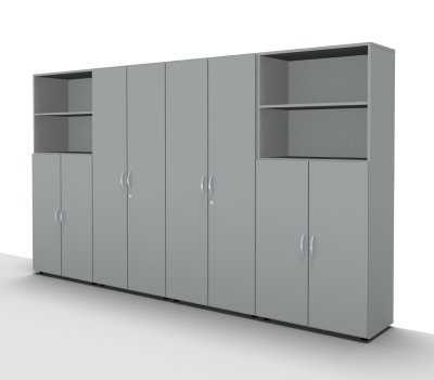 Büroschrankwand 320 cm breit  3210 Mega Lichtgrau