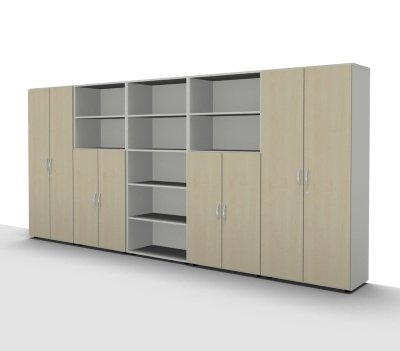 Büro Schrankwand 3412 Mega Weiss Ahorn