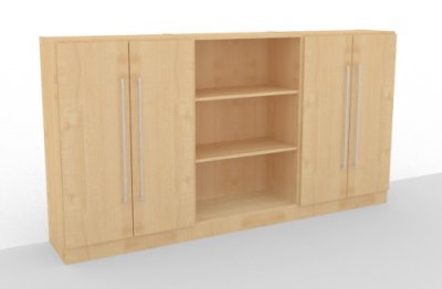 Büro Schrankwand Multi 1 240 cm breit Ahorn